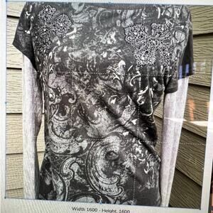 MISS ME Beaded Long Sleeve T-Shirt, Women's L